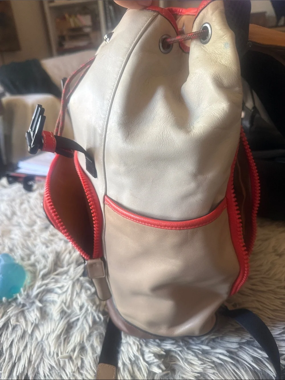 Coach cream & orange Leather Backpack